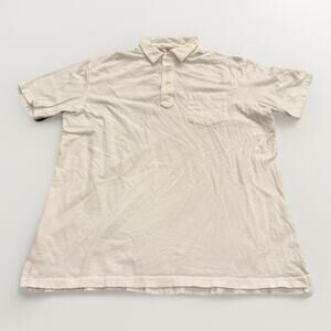 Relwen Mens White Polo 1/4 Button Short Sleeve Shirt Size XL **Flaws**